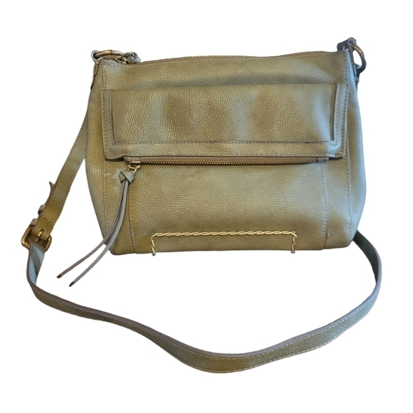 Sonoma Handbags - Copy - Sonoma Green faux leather crossbody bag with brass hardware.